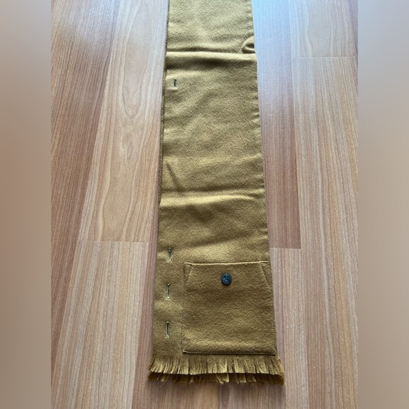 Vintage Sears Scardigan All Wool Button Scarf Vest Tan Fringe - Picture 8 of 10